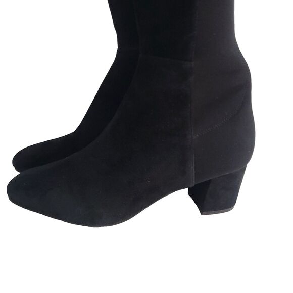 stuart weitzman boots 5050 Suede Over The Knee 9B Black Stretch Block Heel S5440 - Picture 3 of 12